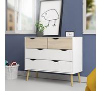 Cassettiera in legno con finitura laccata bianca e rovere Mobile settimino