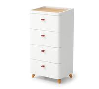 Cassettiera in legno massello con 4 cassetti con piano in bambù per camera da letto e soggiorno