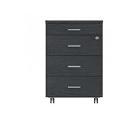 Cassettiera in legno su ruote con 3 cassetti e 1 cassetto porta cancelleria Kamos - Colore: Noce Tenebra