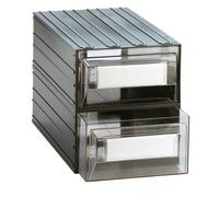 Cassettiera in plastica componibile 2 cassetti trasparenti, 238 x 423 x 262 mm
