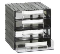 Cassettiera in plastica componibile 4 cassetti trasparenti, 225 x 225 x 225 mm
