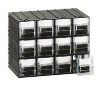 Cassettiera in plastica componibile con 12 cassetti trasparenti, 225 x 133 x 169