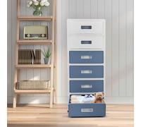 Cassettiera in plastica Futchoy con rotelle - Contenitore con cassetti - Cassetti in plastica - Carrello con cassetti - Sistema di archiviazione in plastica 35 * 26 * 83,5 cm / 13,8 * 10 * 32,9 pollic