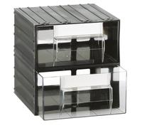 Cassettiera in plastica portaminuteria, 2 cassetti, 225 L x 225 P x 225 H mm