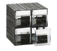 Cassettiera in plastica portaminuteria, 4 cassetti, 225 L x 225 P x 225 H mm