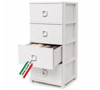 Cassettiera in Plastica Pratika Kool Bianco Multiuso con 4 Cassetti 37x37.5x80cm