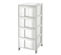 Cassettiera in plastica Tontarelli con 4 cassetti Bambù 39,5x38,5x86 cm bianco Bianco