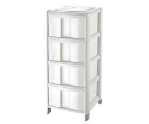 Cassettiera in plastica Tontarelli con 4 cassetti Bambù 39,5x38,5x86 cm bianco Bianco