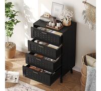 Cassettiera in rattan, con 4 cassetti decorati in rattan, mobile portaoggetti con gambe in legno, armadio di cassettiera in legno e cannage per dormire, soggiorno, ingresso, camera dei bambini 55 x