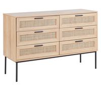 Cassettiera in rattan con 6 cassetti con frontale in vimini legno chiaro Pasco