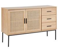 Cassettiera in rattan con tre cassetti e due sportelli con frontale in vimini le