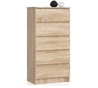 Cassettiera in rovere Sonoma con 5 cassetti spaziosi, larghezza 60 cm, altezza 121 cm cassettiera camera da letto corridoio soggiorno organizer cassettiera credenza in legno credenza armadio