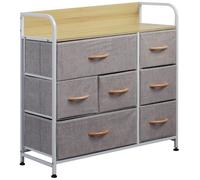 BAKAJI Cassettiera in Tessuto con 7 Cassetti Struttura in Metallo e Piano Superiore in MDF, Mobile Versatile e Capiente Ideale per Ingresso, Camera da Letto, Soggiorno, 78,5x80x29 cm (Grigio)