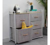 Cassettiera in Tessuto Mobile 5 Cassetti Grigio Chiaro e Bianco 77,5x83x29 cm