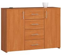 Cassettiera K45 con 4 cassetti e 2 ripiani con Ante | Mobiletti Ingresso Bagno | Armadio Cameretta | Comodino | B110 x H80 x P35 cm, peso 43 kg Ontano