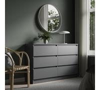 Cassettiera larga 120cm con 6 cassetti cassettiera in legno antracite credenza credenza credenza alta camera da letto soggiorno corridoio ufficio organizzatore larghezza 120 cm altezza 78 cm