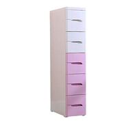 Cassettiera larga 20 cm per bagno, comodino, mensola portaoggetti stretta da cucina (bianco e rosa, 3 ripiani)