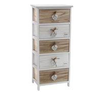 CASSETTIERA LEGNO 5 CASSETTI COMODINO MODERNO BIANCA CUORE PENDENTE 904029 cm
