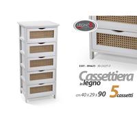 CASSETTIERA LEGNO 5 CASSETTI SLIM SALVASPAZIO BIANCA MARRONE TRAFORATA 904029
