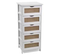 CASSETTIERA LEGNO 5 CASSETTI SLIM SALVASPAZIO BIANCA MARRONE TRAFORATA 904029