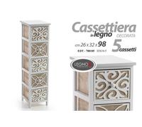 CASSETTIERA LEGNO TRAFORATA 5 CASSETTI SALVASPAZIO CLASSICO MODERNO 982632 CM