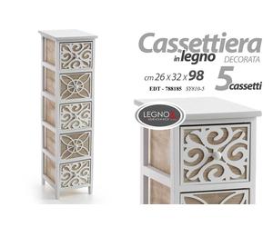 CASSETTIERA LEGNO TRAFORATA 5 CASSETTI SALVASPAZIO CLASSICO MODERNO 982632 CM