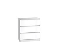 CDF Cassettiera Malwa M3, colore: bianco lucido, armadietto per documenti, piccoli oggetti, ideale per soggiorno, camera da letto, cameretta dei bambini, camera dei ragazzi e ufficio, 3 ampi cassetti,