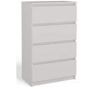 CDF Cassettiera 4 Cassetti in Laminato Senza Maniglie Mobiletto da Camera, Letto o Soggiorno Mobile Moderno Cassettiera Mobiletto con Cassetti Armadio Cameretta Bianco 34,5x60x97,5 cm