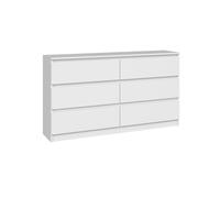 CDF Cassettiera 6 Cassetti in Laminato Senza Maniglie Mobiletto da Camera, Letto o Soggiorno Mobile Moderno Cassettiera Mobiletto con Cassetti Armadio Cameretta Bianco 40x75x138 cm