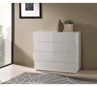 Dmora - Cassettiera Mattia, Settimanale 4 cassetti, Comò per Camera da Letto, 100% Made in Italy, cm 98x40h82, Bianco Lucido