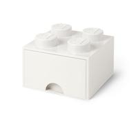 Cassettiera Mattoncino Lego 4 Bottoni, 1 Cassetto, Cassa Portaoggetti Impilabile, 4.7 L