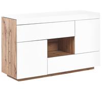 Cassettiera MDF impiallacciatura bianca legno chiaro 2 in 1 scrivania Goran