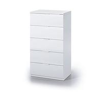 Dmora - Cassettiera Mesquite, Settimanale a 5 cassetti, Mobile Comò per camera da letto, Settimanale moderno, 60x40h110 cm, Bianco
