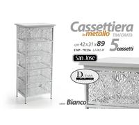 CASSETTIERA METALLO 5 CASSETTI TRAFORATA MODERNA BIANCA SALVASPAZIO 4029H89CM