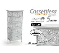CASSETTIERA METALLO 5 CASSETTI TRAFORATA MODERNA BIANCA SALVASPAZIO 894231 CM