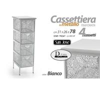 CASSETTIERA METALLO TRAFORATA 4 CASSETTI COMODINO CLASSICO MODERNO 783126 cm