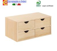 Cassettiera Mini Legno Naturale Pino Cassetti Mobiletto Portautensili Multiuso