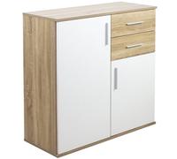 Cassettiera Mobile Armadietto 2 Porte 2 Cassetti Design Moderno Quercia e Bianco