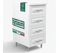 Cassettiera Mobile Base per Cucina con 4 Cassetti Design Boiserie, Mobiletto Componibile con Struttura in Legno Solida e Resistente, Organizer 40 x 50 x 85H cm Dona alla tua casa un aspetto moderno e