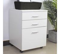 Cassettiera Mobile Scrivania Mobiletto Porta Stampante in Legno MDF con 3 Casset