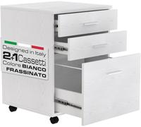 Cassettiera Mobile Scrivania Mobiletto Porta Stampante in Legno MDF con 3 Casset