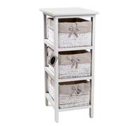 CASSETTIERA MOBILETTO 3 CASSETTI VIMINI LEGNO BIANCA SLIM SALVASPAZIO h622632