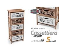 CASSETTIERA MOBILETTO 5 CASSETTI LEGNO SLIM SALVASPAZIO BIANCA MARRONE 904029