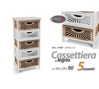 CASSETTIERA MOBILETTO 5 CASSETTI SLIM SALVASPAZIO TRAFORATA MARRONE h904029 cm