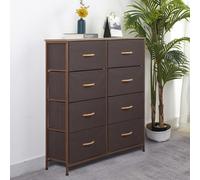 Cassettiera Mobiletto 8 Cassetti Comodo Tessuto Marrone Chiaro Marrone Scuro