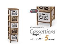 CASSETTIERA MOBILETTO SLIM SALVASPAZIO 5 CASSETTI LEGNO BIANCA MARRONE h982632