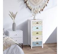 Cassettiera Mobiletto Vintage con 5 Cassetti Stile Shabby Bagno, Ingresso, Camera 46 * 34 * 97.5cm Bianco Description:Mobiletto cassettiera in stile shabby, rappresenta una combinazione perfetta tra i