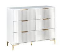 Cassettiera moderna MDF 6 cassetti Gambe in metallo Maniglie scanalate bianco Wa