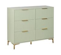 Cassettiera moderna MDF 6 cassetti Gambe in metallo Maniglie scanalate Verde