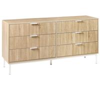 Cassettiera moderna MDF 6 cassetti Maniglie scanalate marrone chiaro Royalla